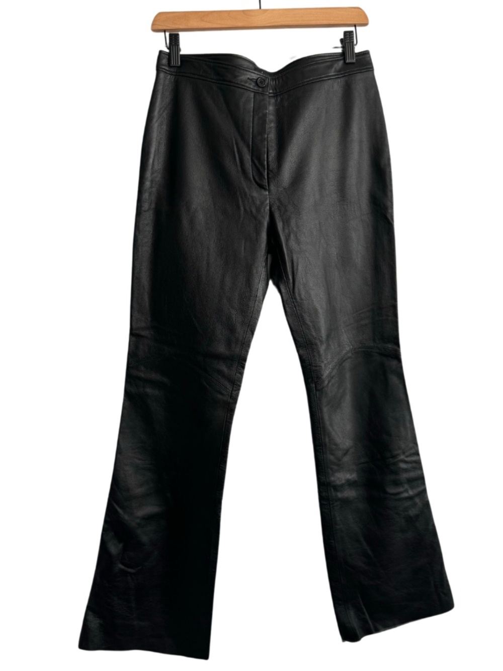 BCBG Max Azria Black Leather Pants Women's Size 6 Straight Leg 100% Leather